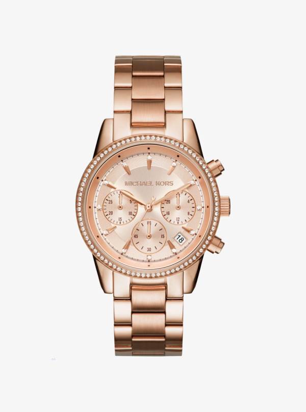 Damske Rose Gold-tone Hodinky Michael Kors Ritz Ruzove Zlate - Hodinky Michael Kors Vypredaj | SFTWX-3269
